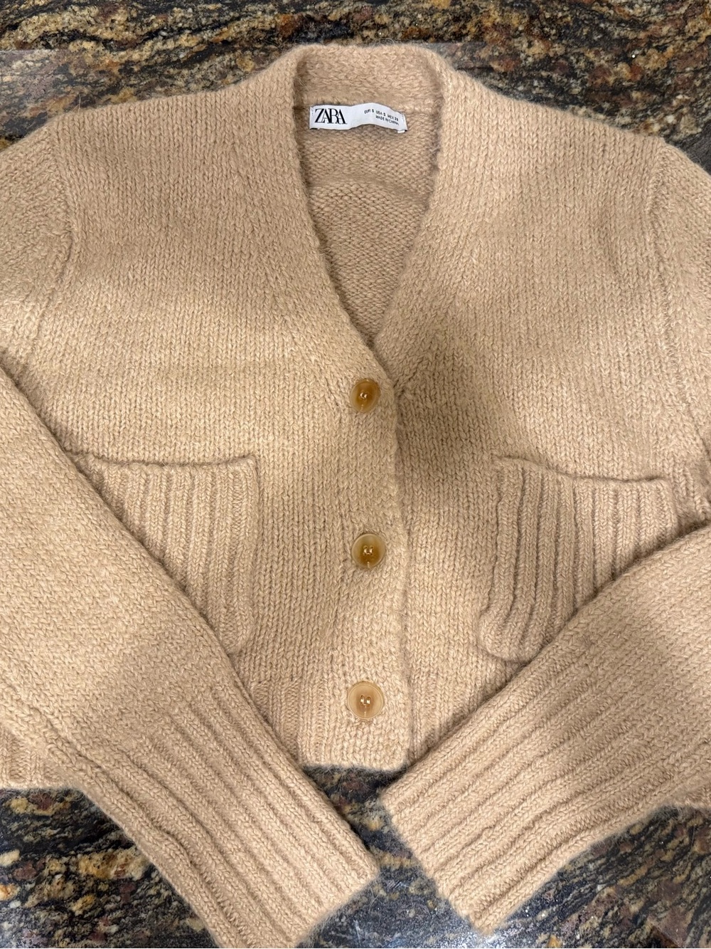 Zara Knit Cropped Button-Up Cardigan